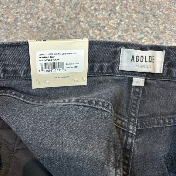 Agolde Lenox Culotte Wide Leg Shorts, Black, 28, NEW - Picture 6 of 6